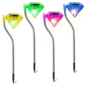 4 Pack Solar Garden Lights, Diamond LED Outdoor Landscape Lights with IP65 Waterproof Design for Lawn, Pathway, Patio & Yard Decor (Option: 4Pcs)