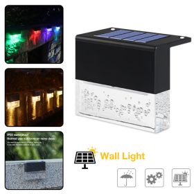 Waterproof RGB LED Solar Step Lights, Outdoor Fence Lights for Patio, Deck, Garden & Walkway Decor (Option: Black)