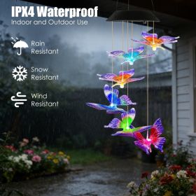 Solar Butterfly Wind Chime, 1 or 2 Pack 7 Color Changing LED Outdoor Hanging Light, IPX4 Waterproof Garden, Yard & Patio Decor (Option: BlueRed-1Set)