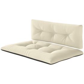 2 Seater Outdoor Pallet Cushions 3.9 Inch Thick Replacement Cushion, Tufted Patio Sofa Cushion for Garden & Patio, Cream White (Option: Cream White)