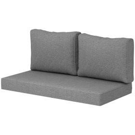 46x26x5 Inch Outdoor Loveseat Cushion, 2 Seat Patio Furniture Replacement Cushion with Removable Fade-Resistant Cover, Thick Seat Pad (Option: Gray)