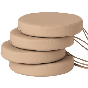 Set of 4 Patio Chair Cushions, Round Dining Bistro Seat Cushions 15x15x3 Inch, Machine Washable Outdoor Cushions, Khaki (Option: Khaki)