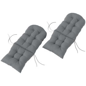 Set of 2 High Back Patio Chair Cushions, Tufted Outdoor Seat Cushions with Non-Slip Design for Garden & Patio, Gray (Option: Gray)
