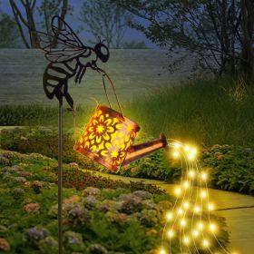 Solar Garden Lights Outdoor, Flower Shaped Metal Watering Can Lights, Waterproof Decorative Patio Lights for Yard, Lawn, Pathway & Garden (Option: 1Pcs)