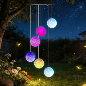 Solar Ball Wind Chime, 7 Color Changing LED Outdoor Garden Decor Light, IPX4 Waterproof Hanging Wind Chime for Yard, Patio & Lawn (Option: Ball)