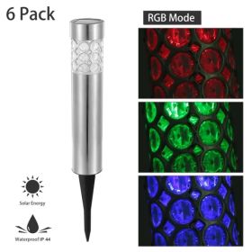6 Pack Solarek Outdoor Solar Lights, IP44 Waterproof RGB LED Garden Landscape Lamps for Lawn, Pathway, Patio & Yard Decor (Option: Silver)