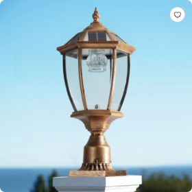 Golden Solar Powered LED Outdoor Lantern, Vintage Glass Garden Light for Pathway, Yard & Patio Decor (Option: Bronze)