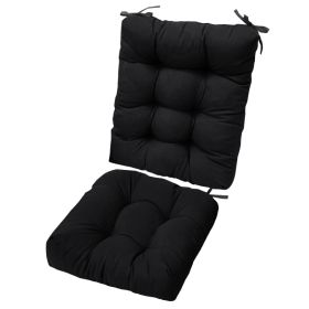 2PCS Waterproof Rocking Chair Cushions, Seat & Back Cushion Set with Non-Slip Ties, Oxford Fabric Patio Chair Pads for Outdoor Comfort (Option: Black)